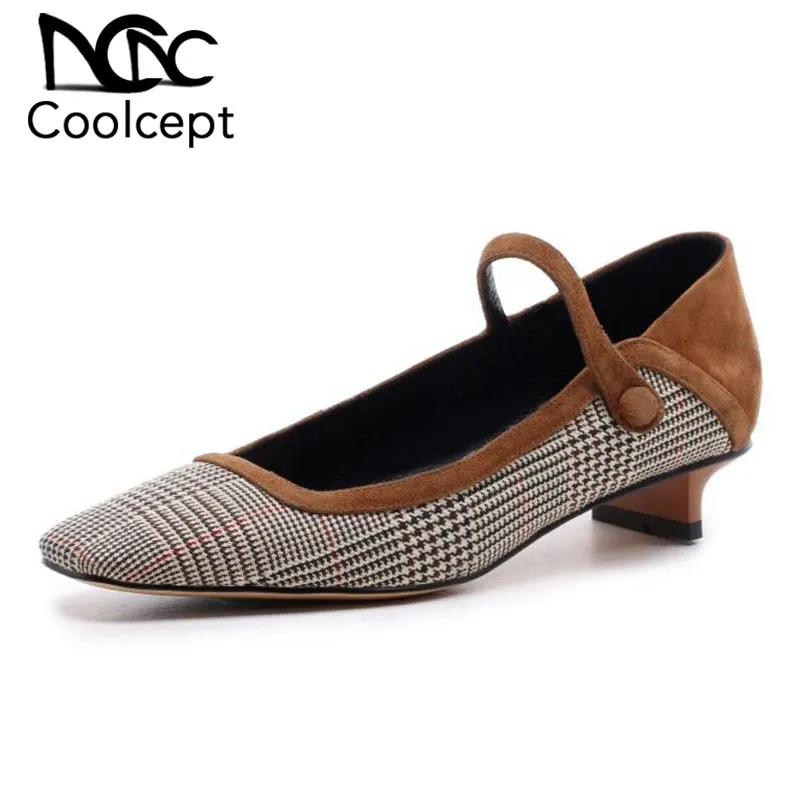 CoolCept/простые офисные женские туфли из натуральной кожи на высоком каблуке