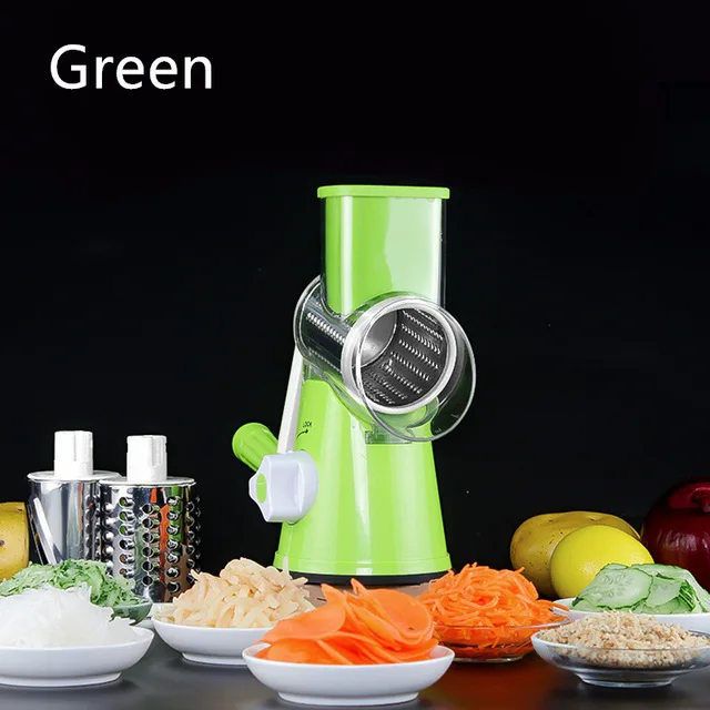 green Многофункциональный овощерезка из нержавеющей стали ручной круглый мандолиновый слайсер терка для моркови практичный кухонный инструмент 6zCF422 - Цвет: green