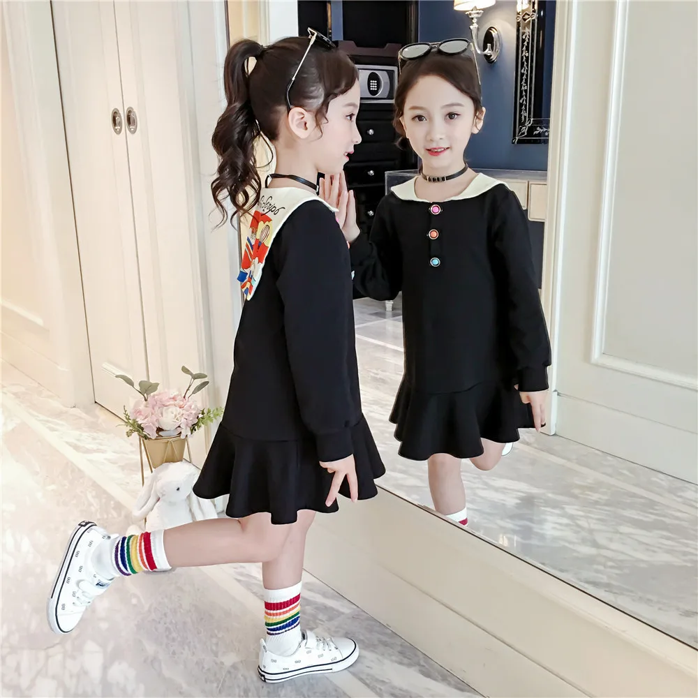 Повседневные модные однотонные платья рыбий хвост для девочек с длинным рукавом