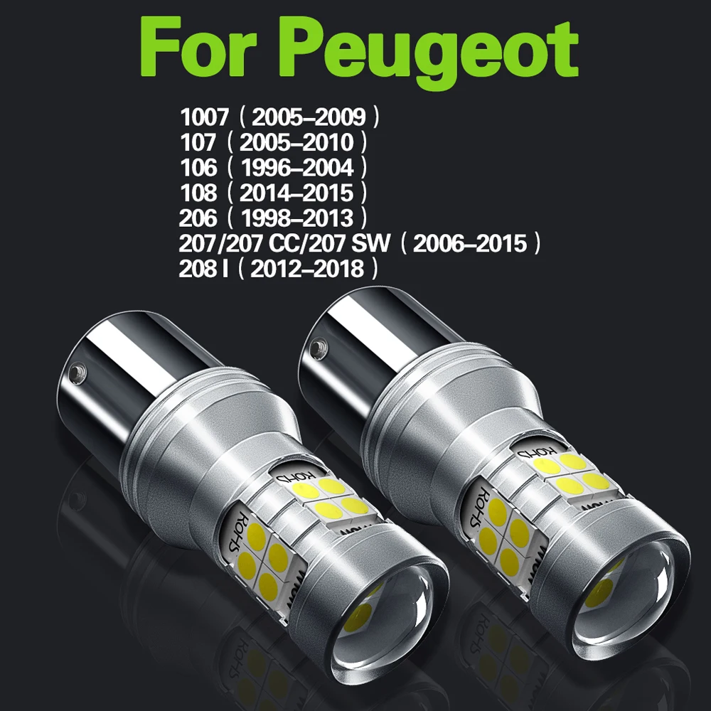 Лампа светодиодная заднего хода Canbus P21W BA15S 1156 для Peugeot 1007 107 106 108 206 207 CC SW 208 2012-2018 2