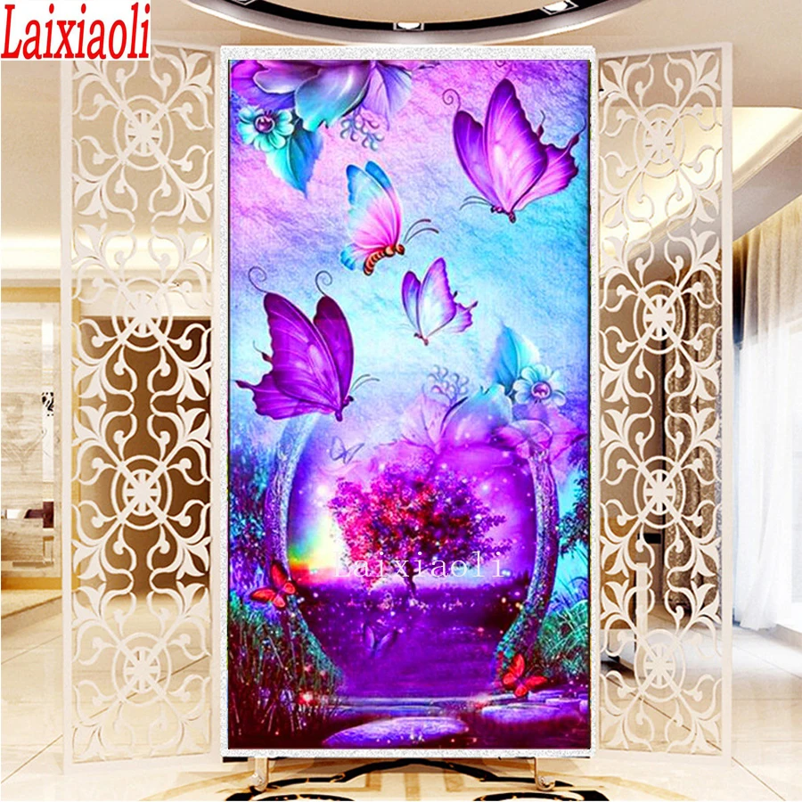 

large Diamond Painting purple butterfly life tree 5D DIY Full Square/Round Diamonds Embroidery Entrance decoration,Craft Kits