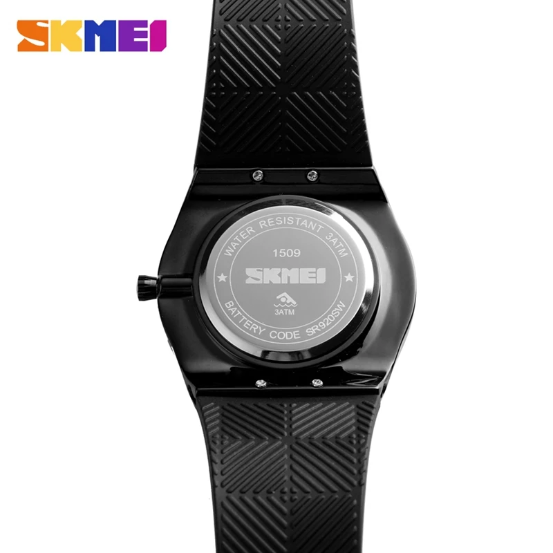 SKMEI повседневные мужские часы кварцевые наручные модные черные ПУ ремешок для