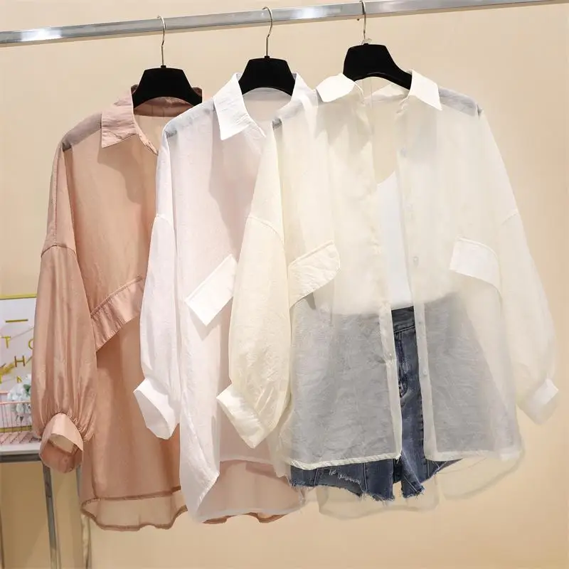 Женская шифоновая Солнцезащитная одежда тонкая рубашка ультра легкая 2019