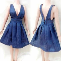 16 scale female girl fashion sexy denim skirt dress woman uniform with bra accessories model for 12 inches largest bust body