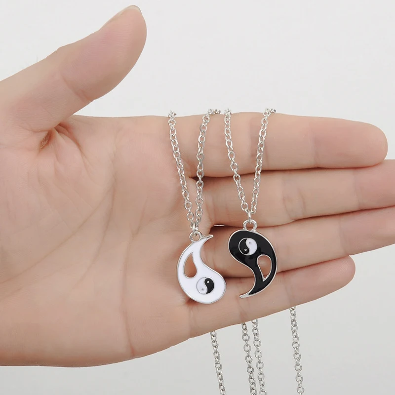 New 2 Pcs/set Fantastic Best Friends Ying Yang Necklaces Taiji Bagua Charm Pendant Jewelry For Lovers Gifts Colar Masculino | Украшения и