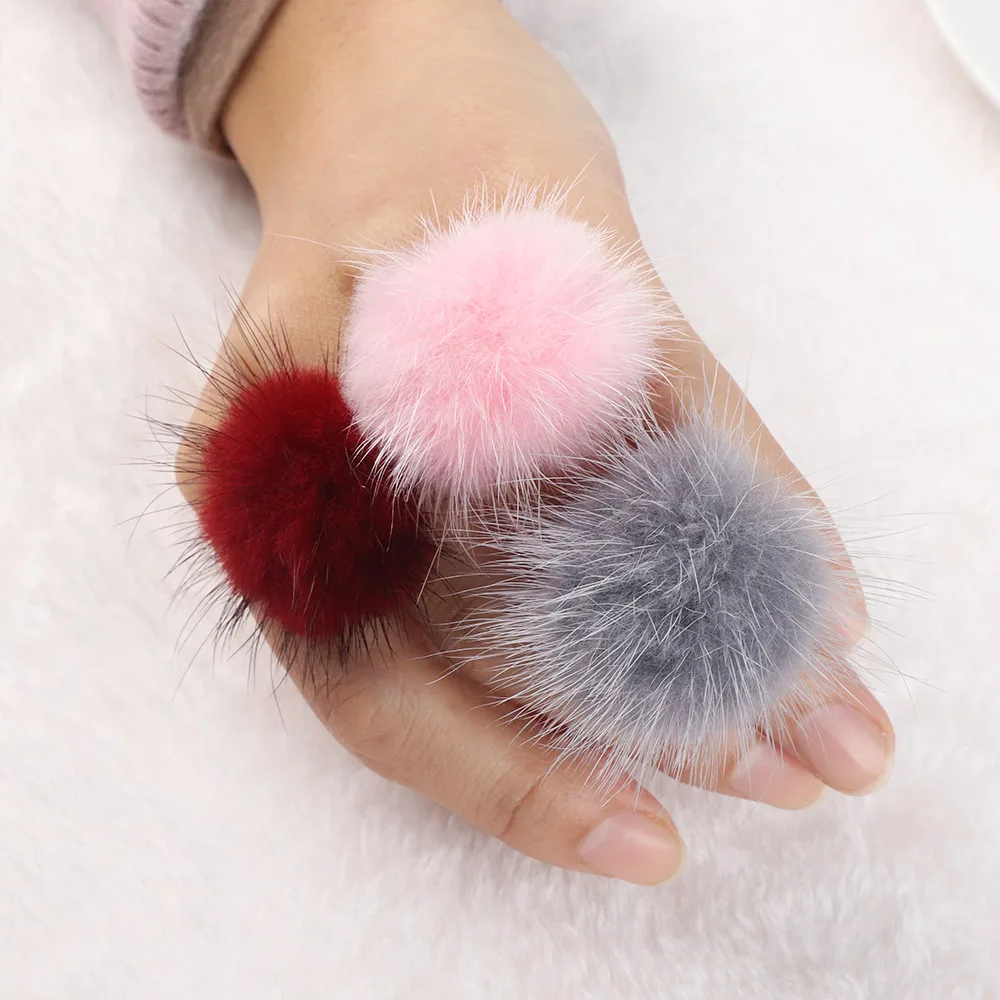 Кольца регулируемые женские с мягким меховым помпоном 2019 | Украшения и