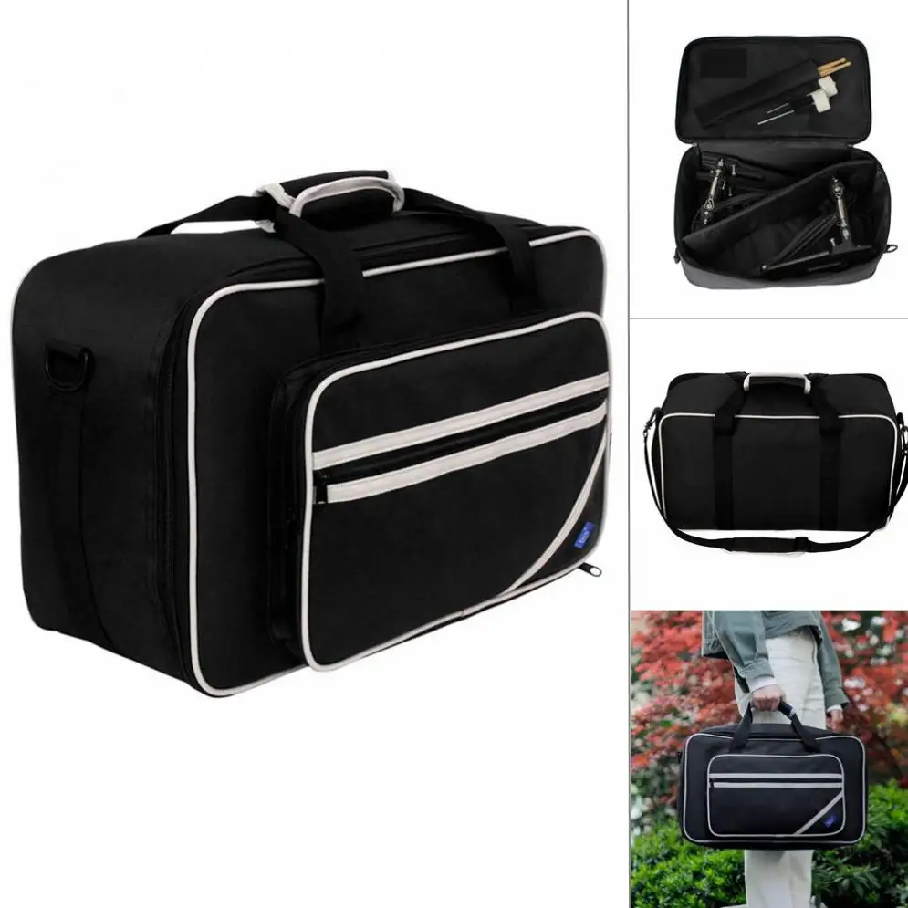 

Double Portable Bass Drum Pedal Shoulder Bag PU Leather Sponge Jazz Drum Pedal Storage Case