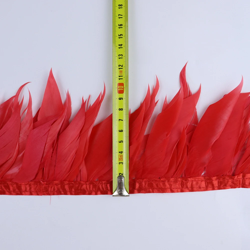 

1meter Goose Feather Fringe Ribbon Dyed Colored Real Feather Trims Dress Clothing Decoration Accessory 14 Colors