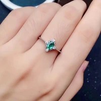 cute silver emerald ring for girl 4mm6mm natural emerald silver ring 925 silver emerald jewelry brithday gift for woman