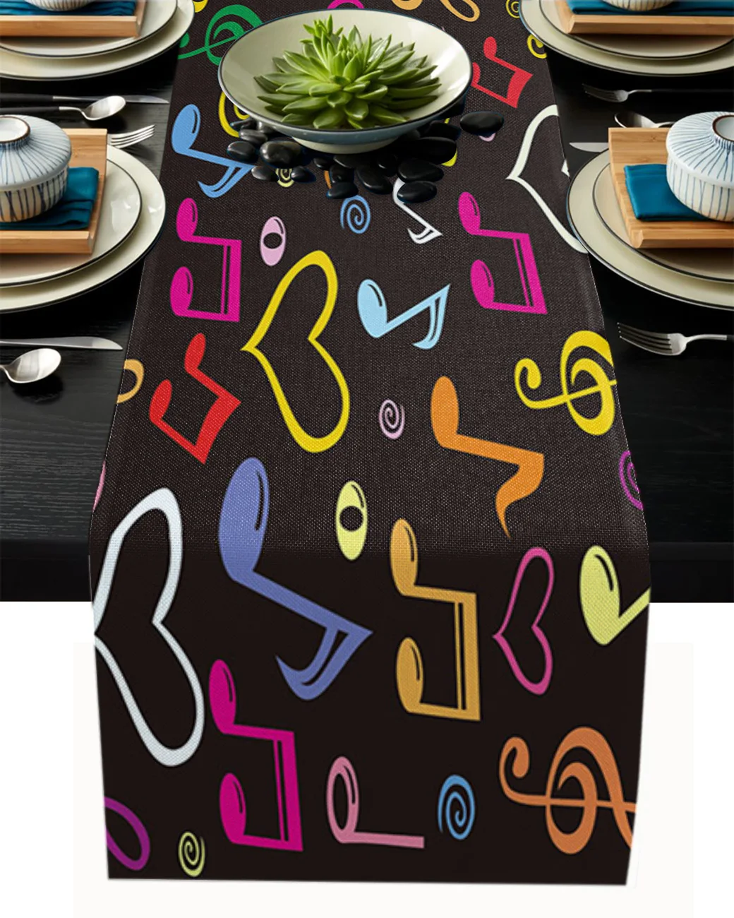 

Colored Notes Love Table Runner Kitchen Decor Tablecloth Placemat Hotel Home Wedding Decor Table Runners