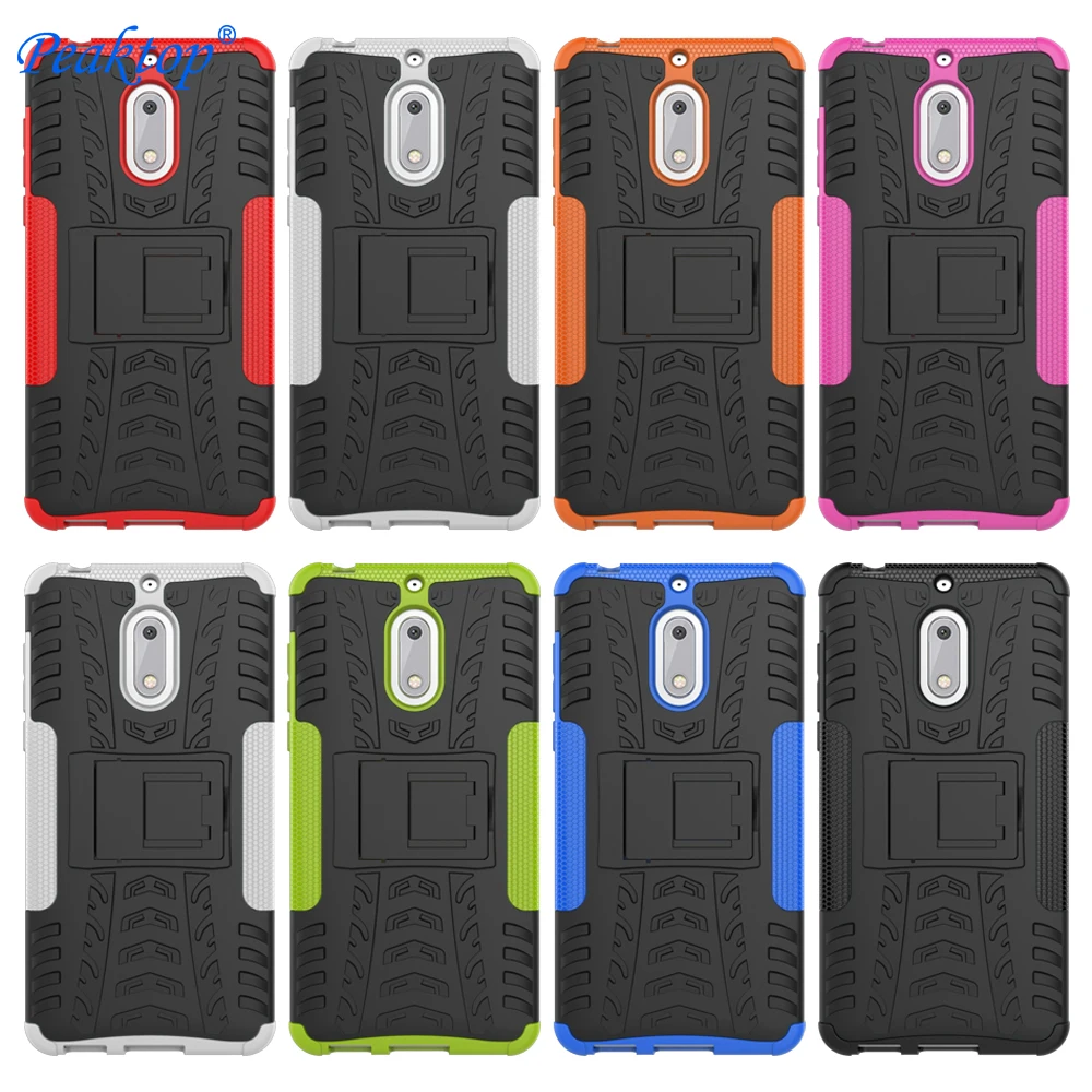 

Peaktop чехол для Nokia 6, чехол для Nokia 6 2017, жесткие чехлы для телефонов, тяжелый бронированный силиконовый Жесткий Чехол для Nokia 6 ta-1021 с Holde