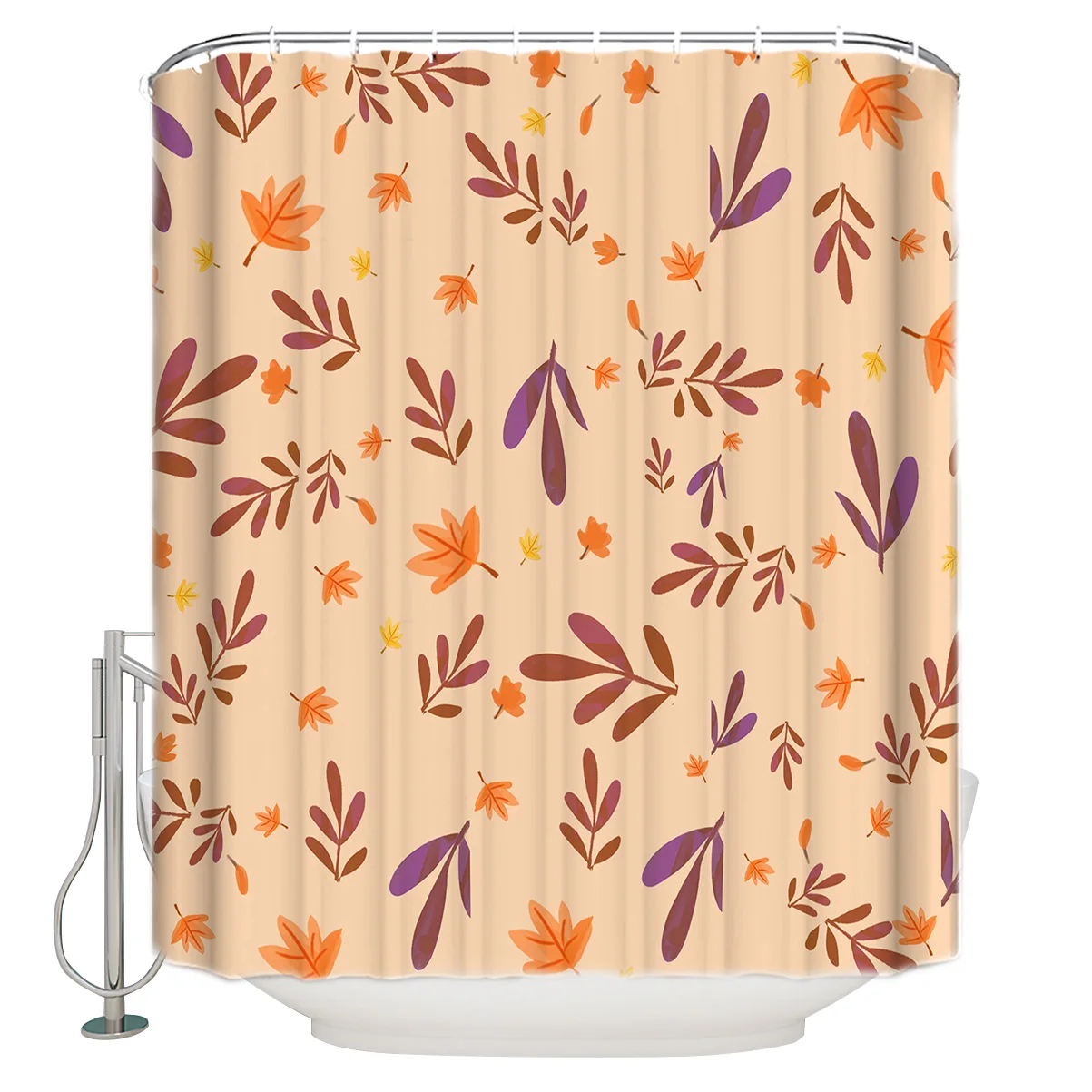 Винтажная Осенняя занавеска для душа с красными листьями и крючками винтажная