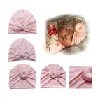 1 шт., детская шапка с бантом, розового цвета