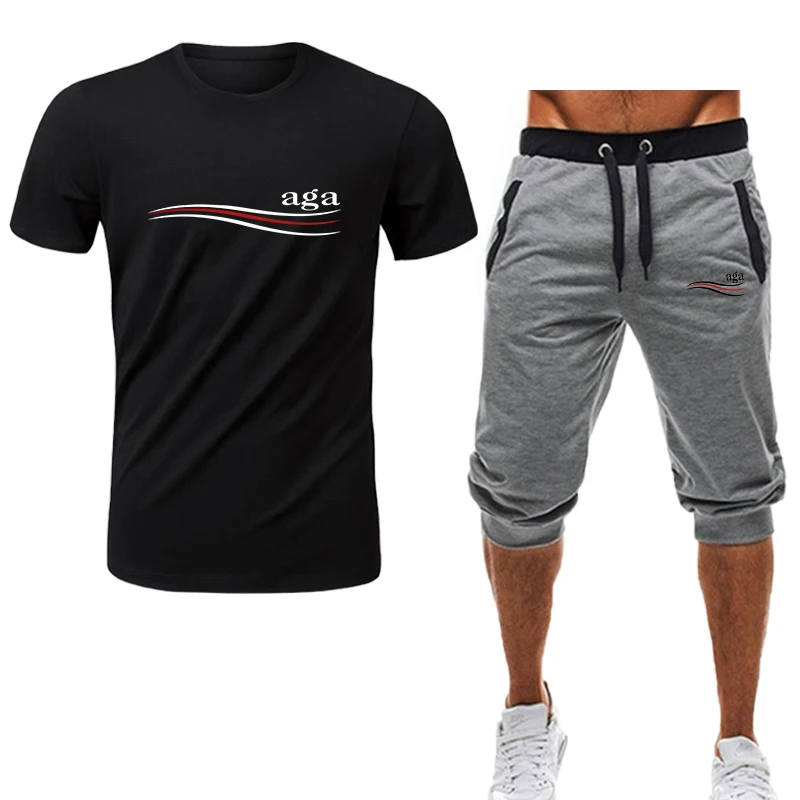 

2021 Summer Sports Suit Men's New Casual Daily Short-sleeved Loose and Comfortable Breathable Plus Five-point Shorts Suit Men