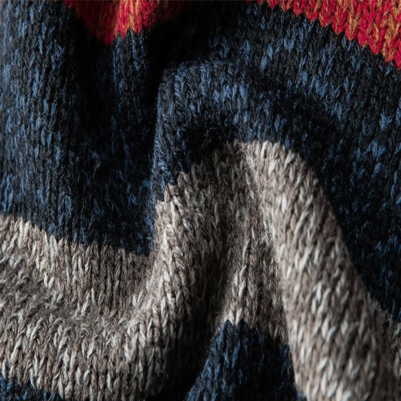 

Men's Mandarin Collar Cotton Pullover Zipper Autumn Winter Warm Striped Slim Fit Oc Yq Clothes Knitted Casual Sweater Pull Homme