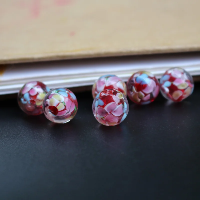 

20Pcs 12mm Handmade Lampwork Glass beads Flower Round Beads Red for jewelry Bracelet Necklace DIY making Wholesale and Retail