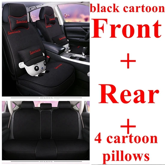 cartoon black Передняя+ задняя 5 машинные места сиденья для Toyota Corolla Yaris Pruis Hilux FJ Cruiser Crown LC Prado Venza Zelas Vios Auris Matrix - Название цвета: cartoon black