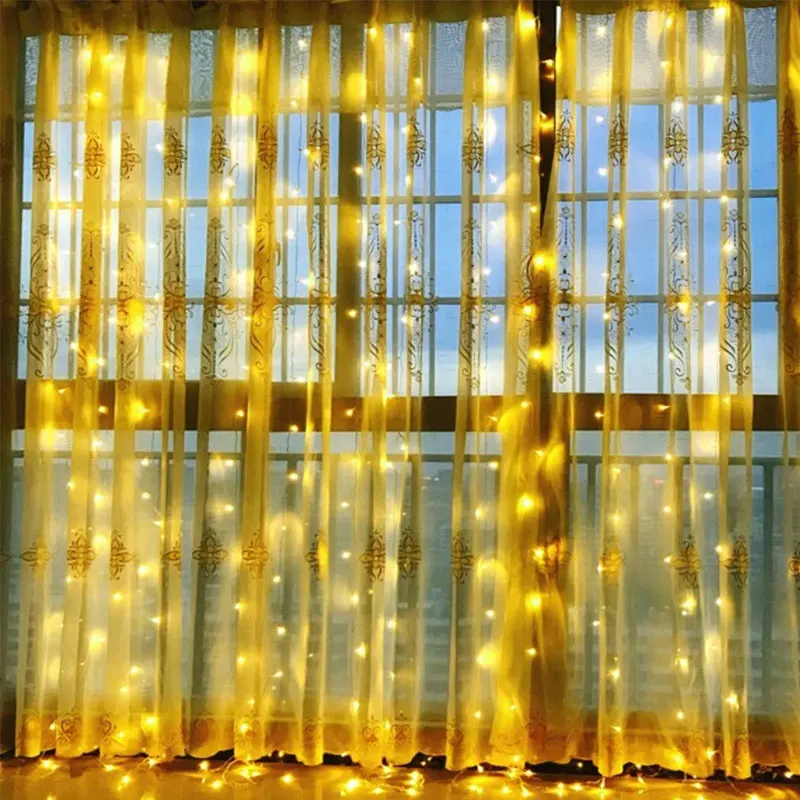 Рождественский венок светодиодный Шторы сосулька светильник строка 3M x