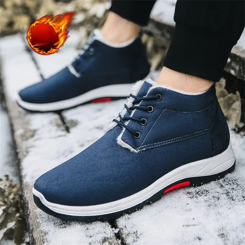 

2022 Winter Plush Warm Men Snow Boots Ankle Platfofm High-top Outdoor Male Footwear Casual Luxury Cotton Working Shoes Booties