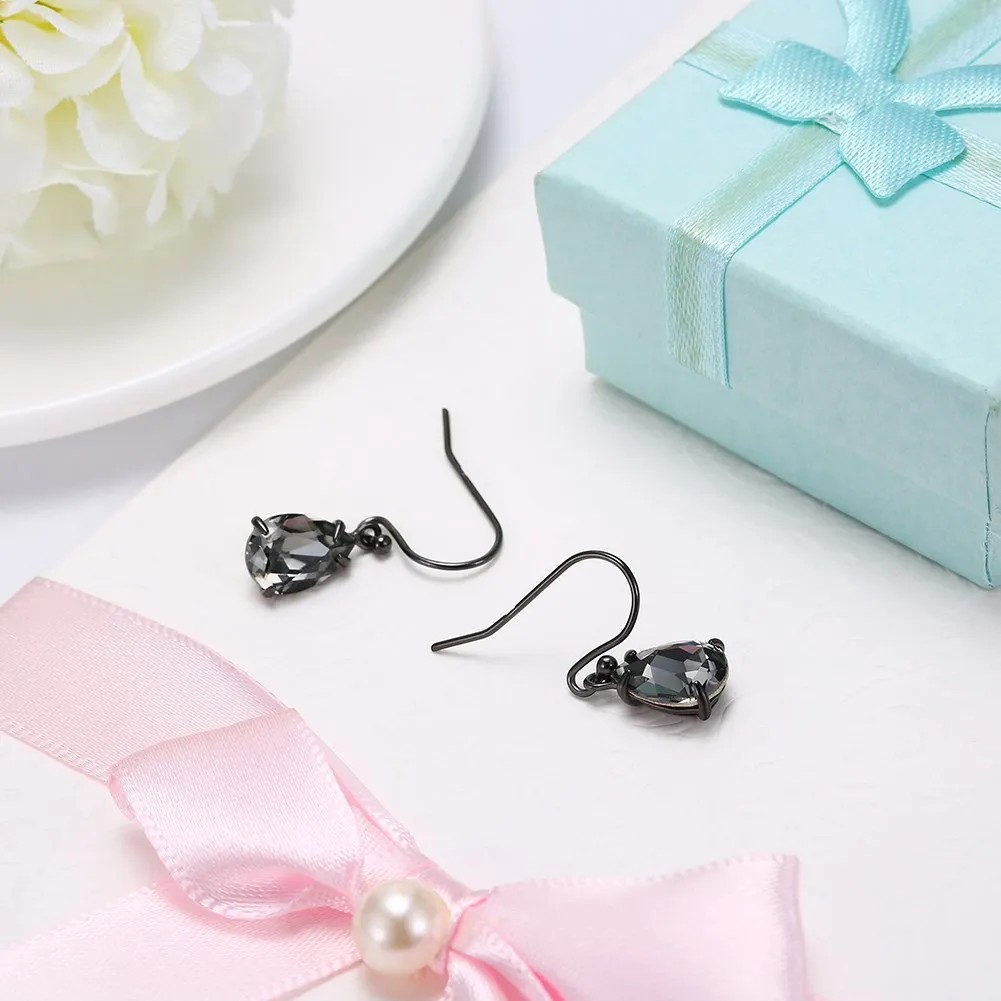 Европейские и американские Винтажные серьги с черным кристаллом в форме капли