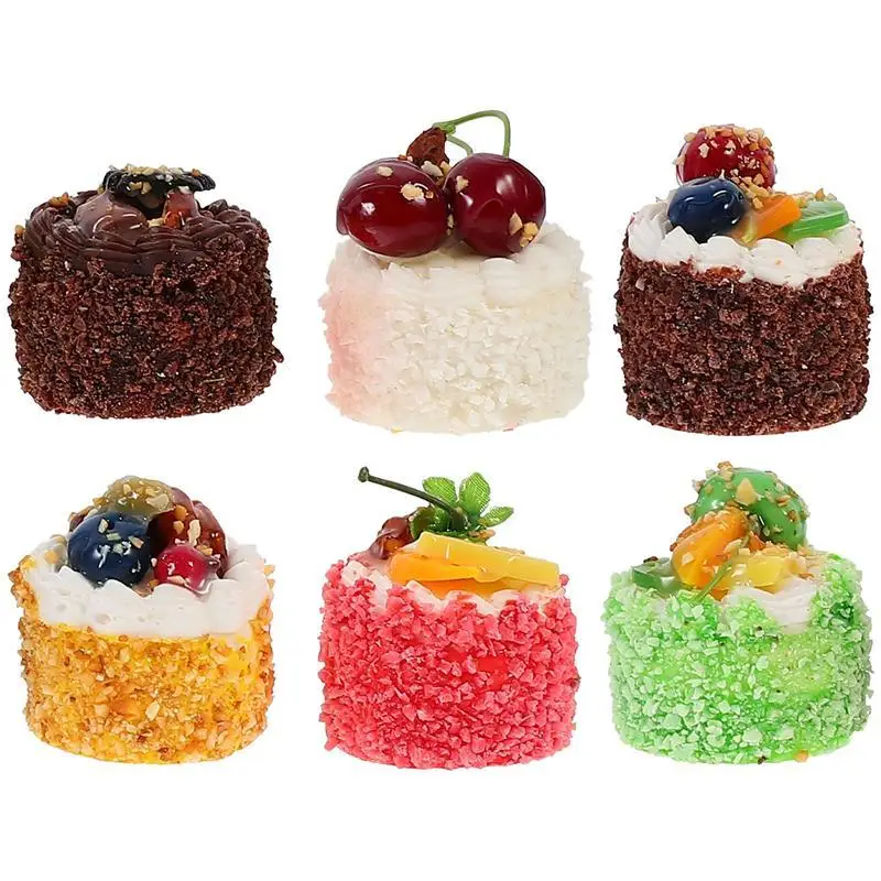 

6pcs Delicate Simulation Cake Model PU Butter Cake Decor Photography Prop