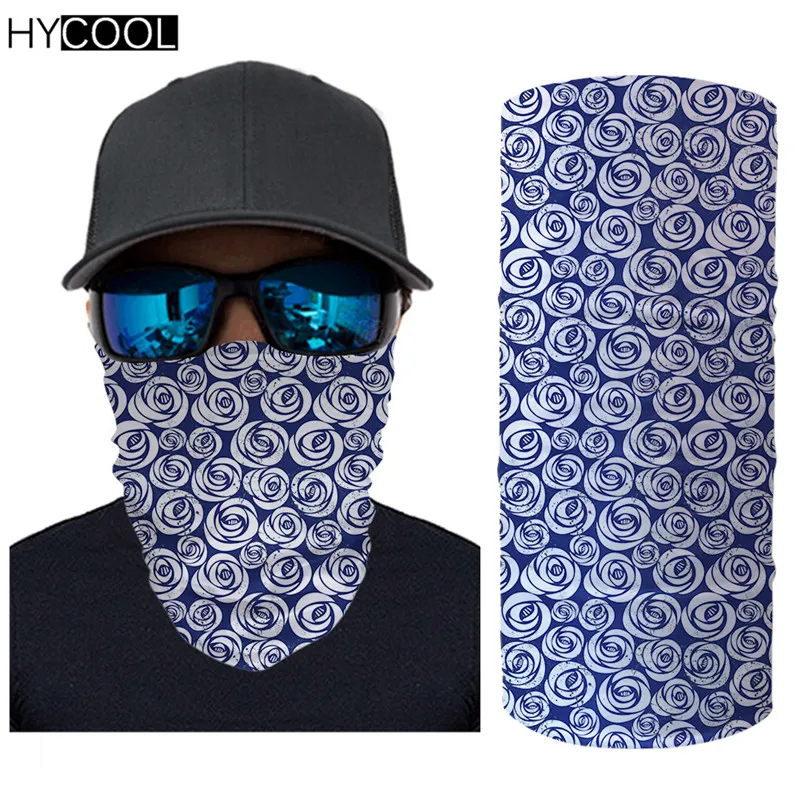 

Шарф-труба HYCOOL, бесшовный, с синими и фиолетовыми розами, с цветочным принтом, для походов, защита от солнца, многофункциональная маска для л...
