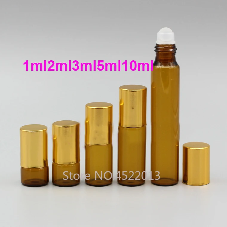 

1ml2ml3ml5ml10ml 50/100/200pcs Amber Portable Essential Oil Packing Small Sample Bottle, Empty Mini Brown Roll on Perfume Vials
