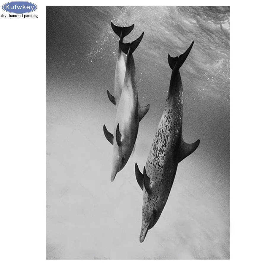 

5d diy алмазная живопись Черно-белые животные дельфины Вышивка крестом полностью квадратная круглая дрель diy Алмазная вышивка Мозаика Декор
