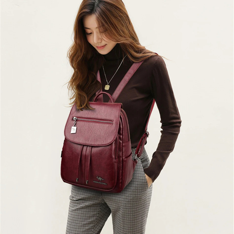 Кожаные рюкзаки высокого качества женский рюкзак вместительный дорожный