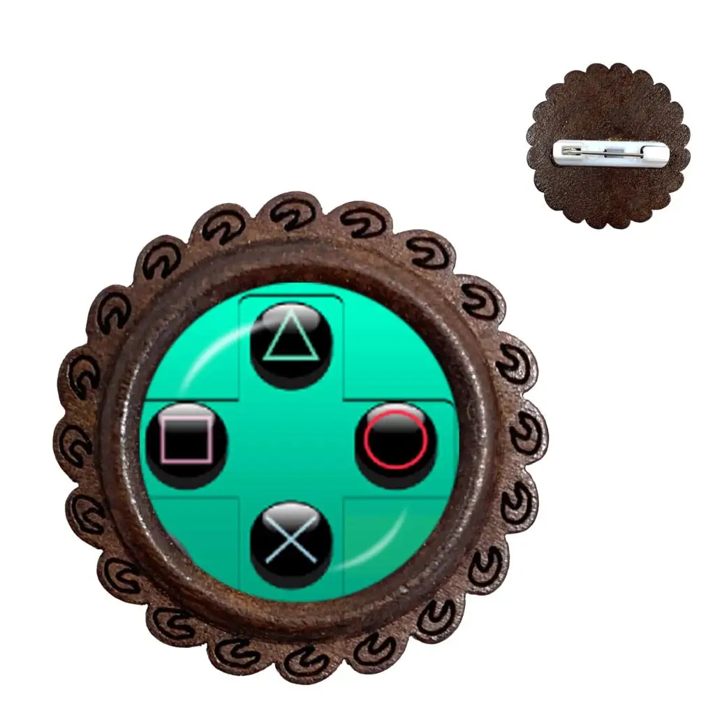 Vintage Video Game Controller Wood Brooch Cool Men Gaming Gamer Collar Pins Retro Gamepad Brooches Gift | Украшения и аксессуары