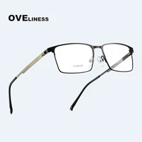 titanium alloy fashion square glasses frame men optical men eyeglasses prescription myopia male metal full screwless eyewear
