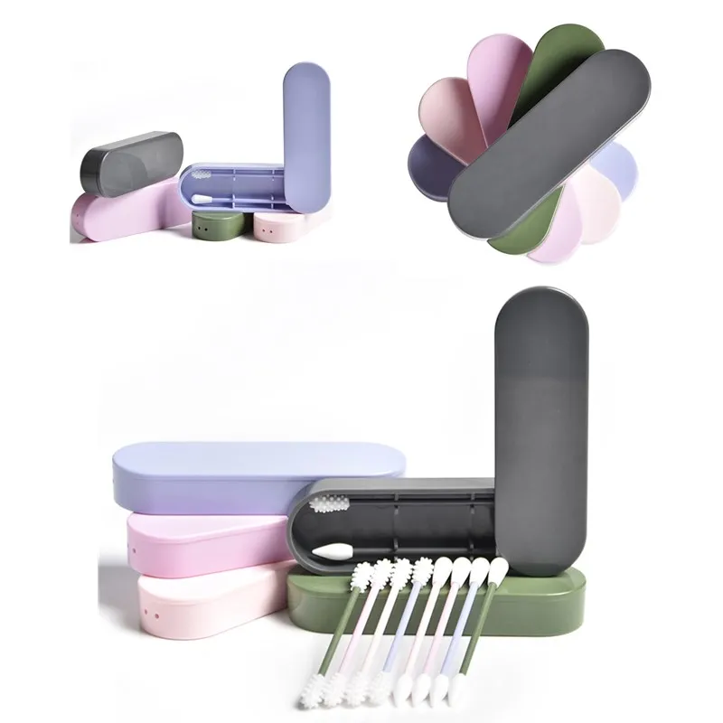 2 шт. кор. портативный многоразовый силиконовый ватный тампон с чехлом моющиеся