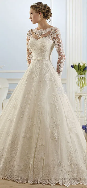 Vestido De Noiva 2018 New Elegant A-Line Long Sleeve Lace appliques Bridal Gown robe de mariage mother of the bride dresses | Свадьбы и