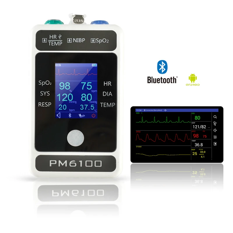 Patient Monitor Vital Signs ECG NIBP SPO2 PR 4 Parameters Pulse and temperature Blood pressure Support APP or PC | Красота и здоровье