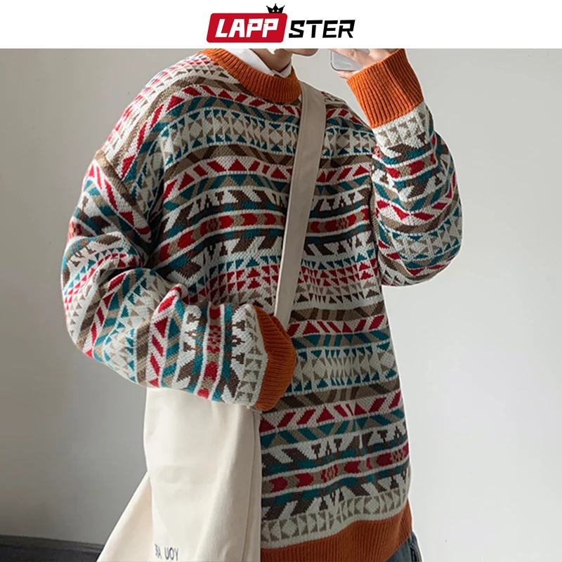 Мужской вязаный свитер LAPPSTER повседневный винтажный с круглым вырезом в