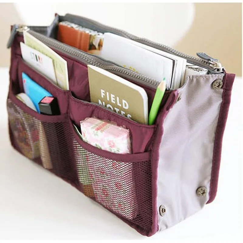 

1PC Double Zipper Bag Multi-Function Cosmetic Storage Bag Liner Travel Cosmetic Bag Handbag Purse Large Makeup Bag Cheap Female