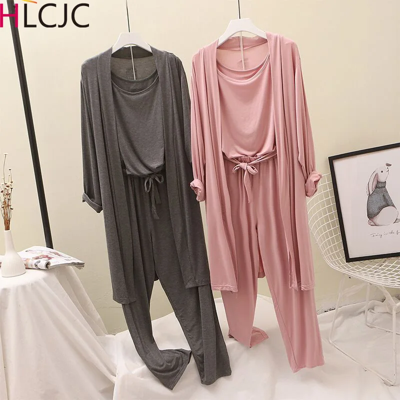 3 шт./компл. женская пижама из модала хлопок сексуальное нижнее белье платья Брюки