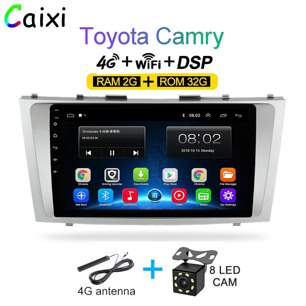 cx-ca-32G-4G-CAM Автомобиль Xi 2din 9 дюймов 2.5D Android 8,1 Автомобильный DVD Радио мультимедийный плеер для Toyota Camry 2007 2008 2009 2010 2011 Навигация gps - Цвет: cx-ca-32G-4G-CAM