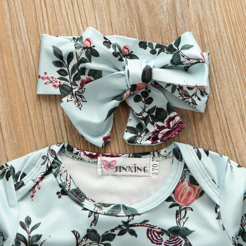

UK 3Pcs Toddler Kids Baby Girl Floral T-shirt Tops+Pants+Headband Outfits Set Girls Floral Clothing