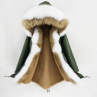 2021 womens clothing winter jacket natural raccoon fur fox fur collar hood thick warm outerwear long parka real fur coat