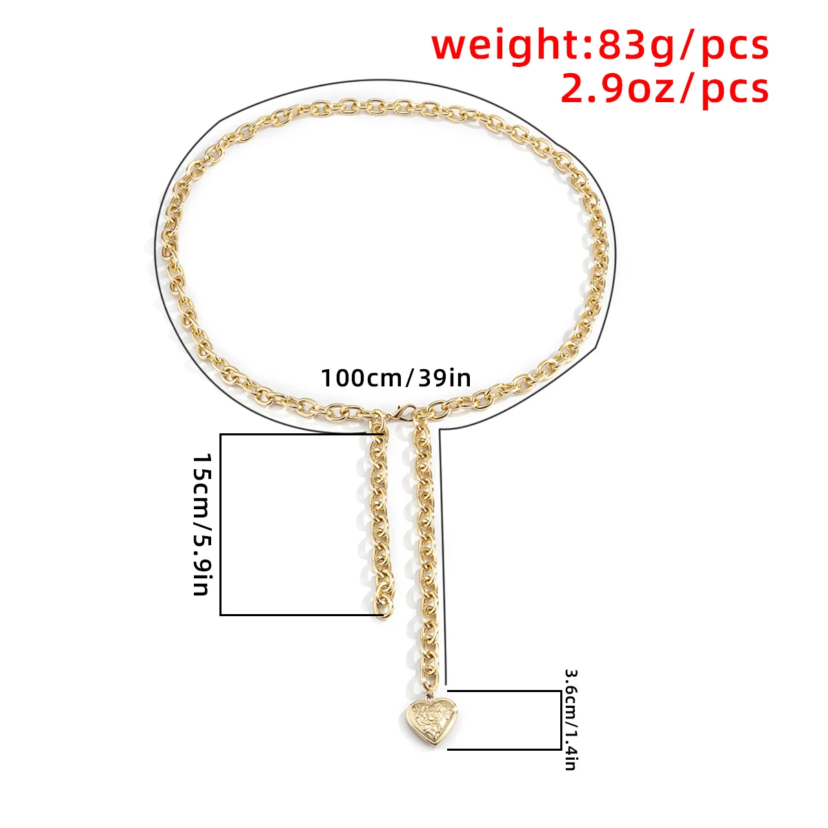 

Punk Aesthetic Gold Color Heart Pendant Waist Chain Belt Female Sexy Belly Chain Fashion Body Jewelry Decoration for Women 2021