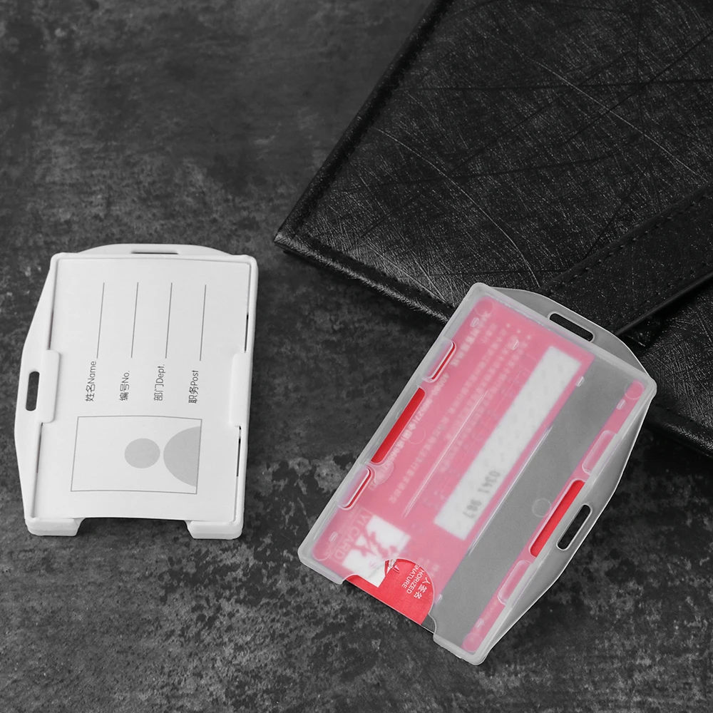 

Portable Practical Multi-use Card Holders Plastic Badge Two-sided ID Card Holder Work Card Name Card Holders Office Supplies