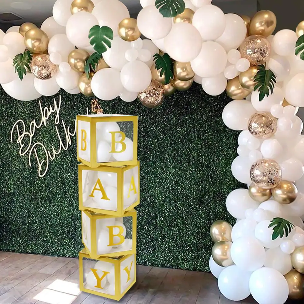 PATIMATE Gold Baby Paperboard Box 1st Birthday Balloon Wedding Ballon Happy Party Decoration Kids Shower Baloon | Дом и сад