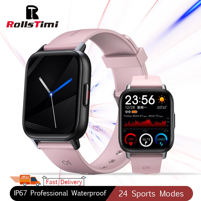 

Смарт-часы Rollstimi мужские, спортивные, с пульсометром, водонепроницаемостью класса IP67, Bluetooth, светодиодным цветным дисплеем