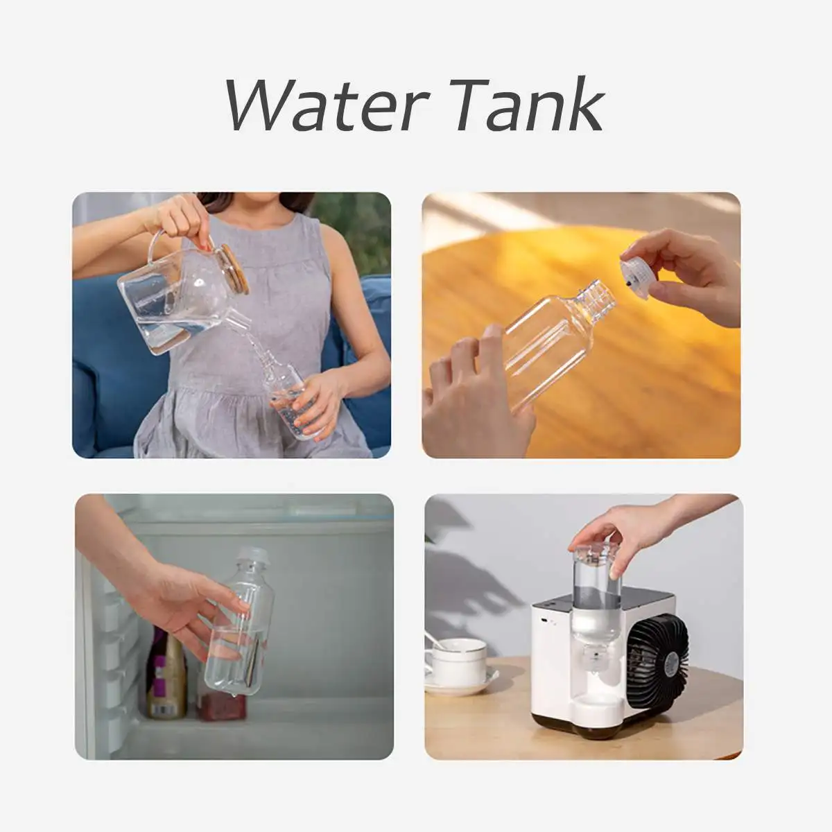 

Portable Mini Air Conditioner 3Speed USB Charging Mini Cooler Home Multi-function Air Cooler Humidifier Purifier with Water Tank