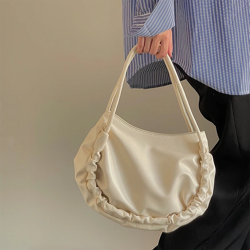 Роскошные однотонные женские сумки на плечо модные плиссированные боковые