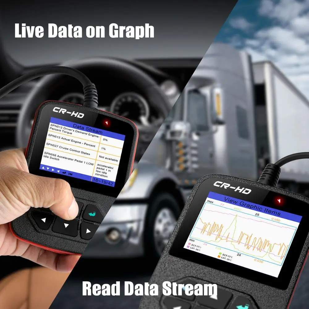 Диагностический сканер LAUNCH Creader CR-HD 24 В для тяжелых грузовиков OBD Volvo MAN ERF