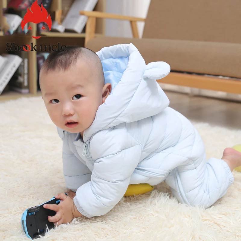 Детские комбинезоны с капюшоном Детский Зимний толстый хлопковый костюм для