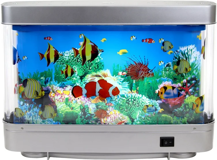 L&aacute;mpara decorativa de acuario de peces tropicales artificiales, luz LED de oc&eacute;ano Virtual en movimiento con interruptor, luces de colores-0