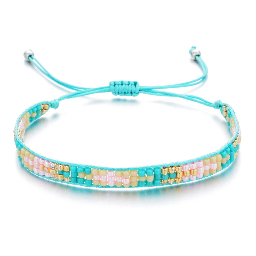 

20pcs/lot Bohemian Women Crystal Seed Beads Bracelets Braided Adjustable Chain Charms Yoga Bracelet Wristband Beach Jewelry